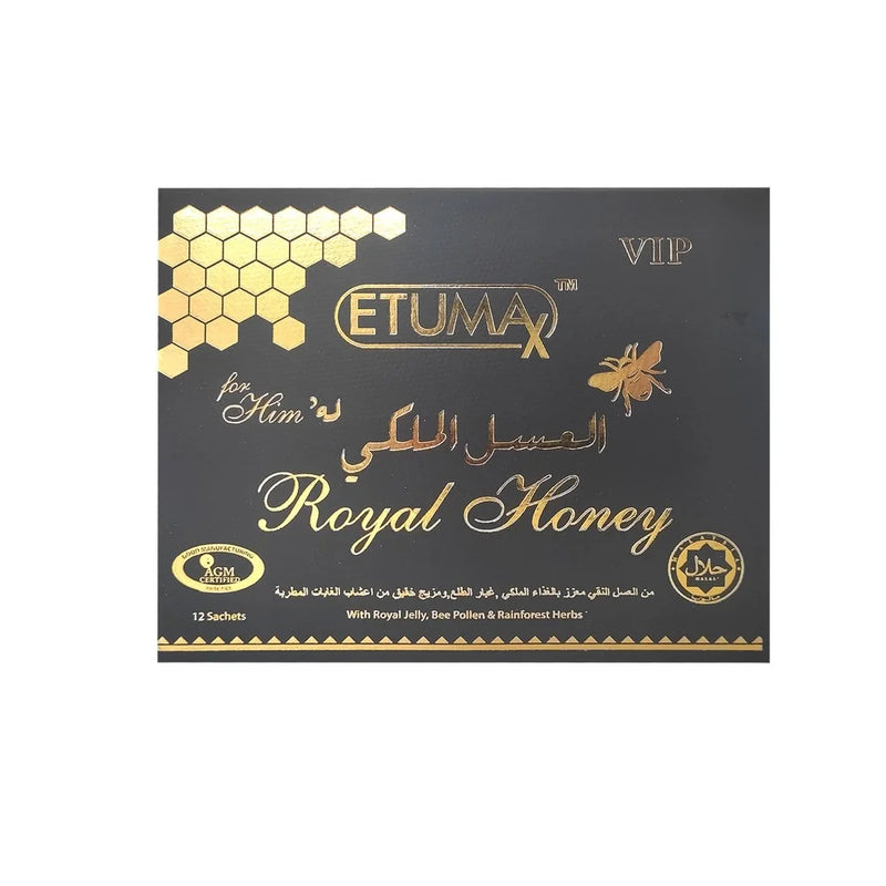 Etumax VIP Royal Wonderful Honey Jelly Bee Pollen Rainforest Herbs Mesir Paste 12 Sachets Men 15g Each