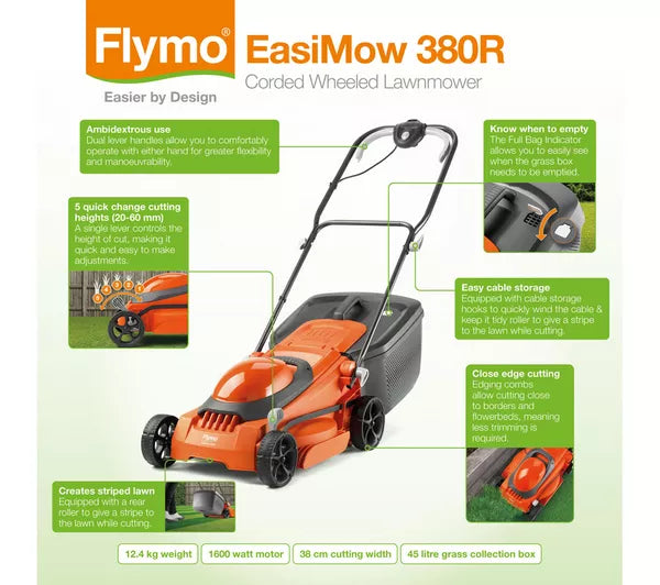 Flymo EasiStore 380R Corded Electric Lawn Mower