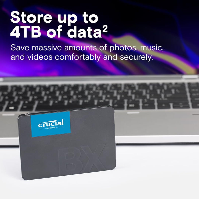 Crucial BX500 SATA SSD 2TB, 2.5" Internal SSD, Up to 540MB/s, Laptop and Desktop (PC) Compatible, 3D NAND, Dynamic Write Acceleration, Solid State Drive - CT2000BX500SSD101