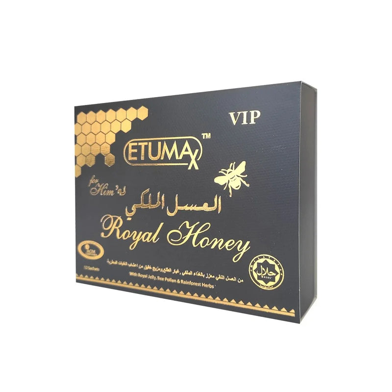 Etumax VIP Royal Wonderful Honey Jelly Bee Pollen Rainforest Herbs Mesir Paste 12 Sachets Men 15g Each