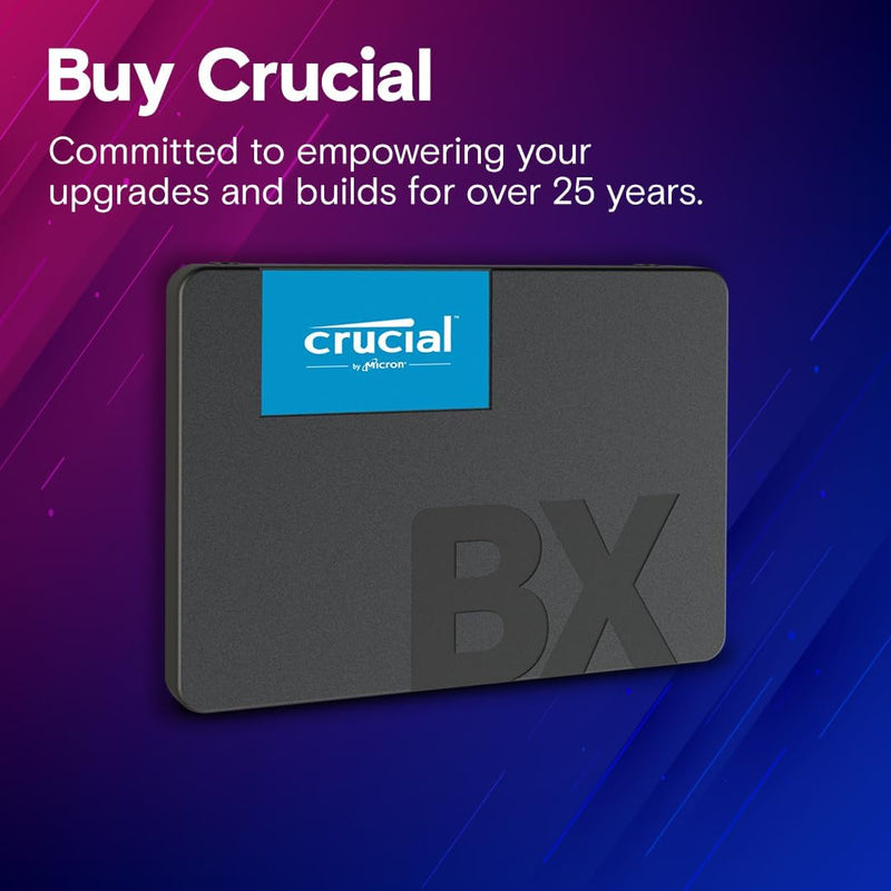 Crucial BX500 SATA SSD 2TB, 2.5" Internal SSD, Up to 540MB/s, Laptop and Desktop (PC) Compatible, 3D NAND, Dynamic Write Acceleration, Solid State Drive - CT2000BX500SSD101